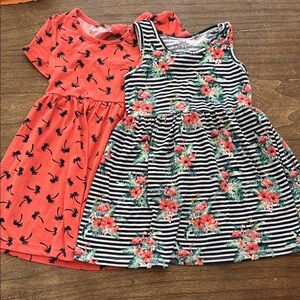 Stylish Kids Dress Set with Coral and Stripes